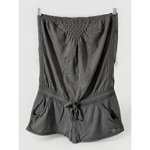 Abercrombie & Fitch Gray‎ Strapless Romper Cotton Smocked Drawstring Pockets S